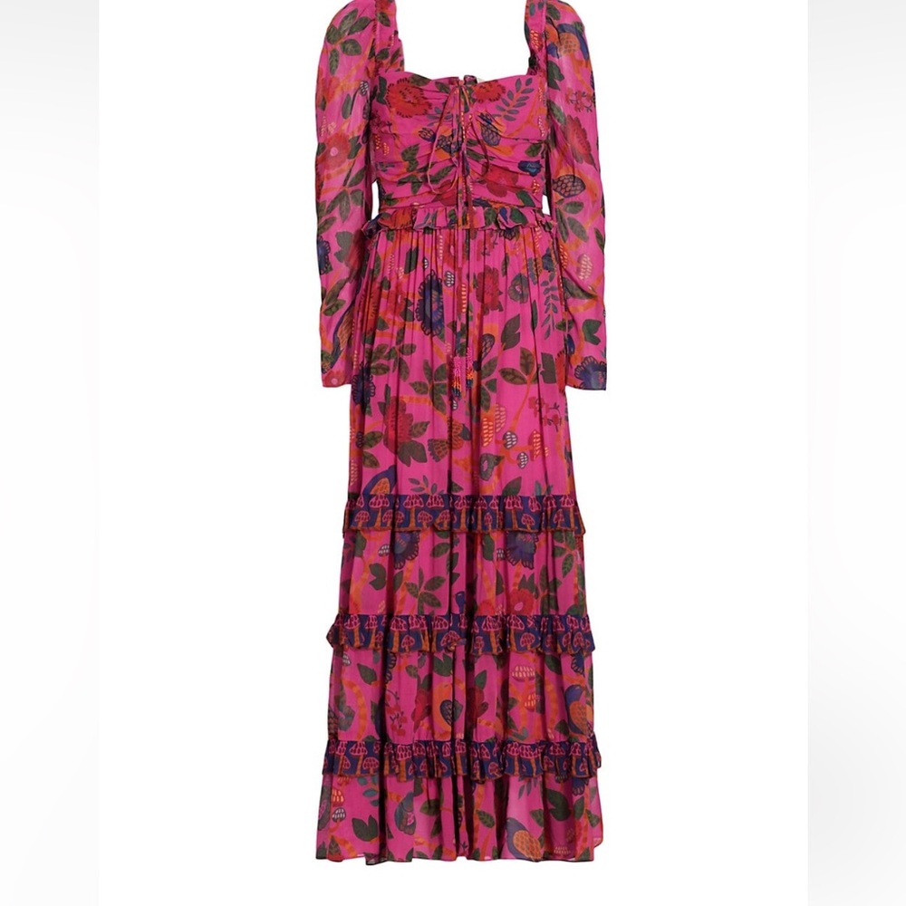 Farm Rio Sweet Forest Tiered Maxi Dress